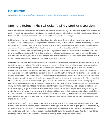 Mothers Roles In Fish Cheeks And My Mother’s Garden