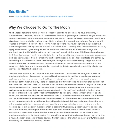 Why We Choose To Go To The Moon