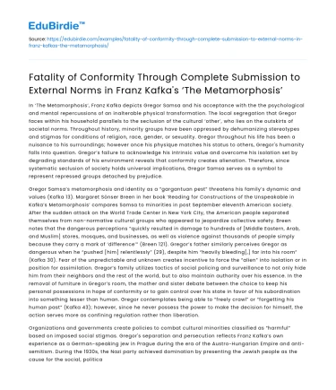 Fatal Consequences of Conforming in Kafka’s ‘The Metamorphosis’