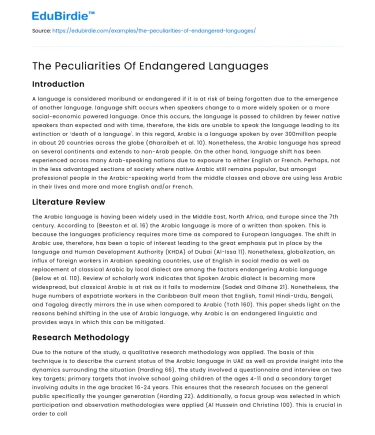 The Peculiarities Of Endangered Languages