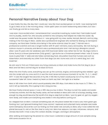 Personal Narrative Essay about Your Dog