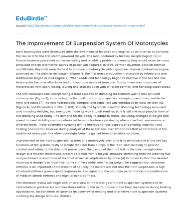 The Improvement Of Suspension System Of Motorcycles