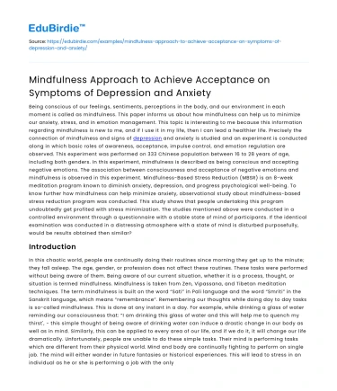 Mindfulness for Accepting Depression & Anxiety Symptoms