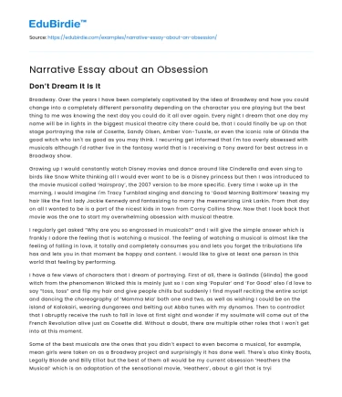 Narrative Essay about an Obsession