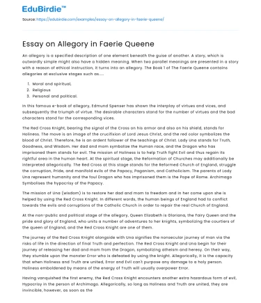 Essay on Allegory in Faerie Queene
