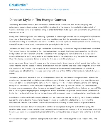 Director Style in The Hunger Games