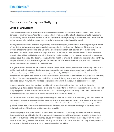Persuasive Essay on Bullying