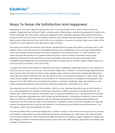 Ways To Raise Life Satisfaction And Happiness
