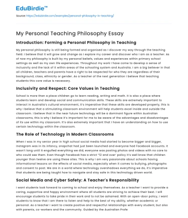 My Personal Teaching Philosophy Essay