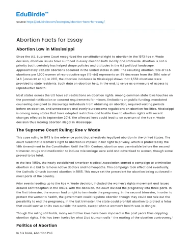 Abortion Facts for Essay