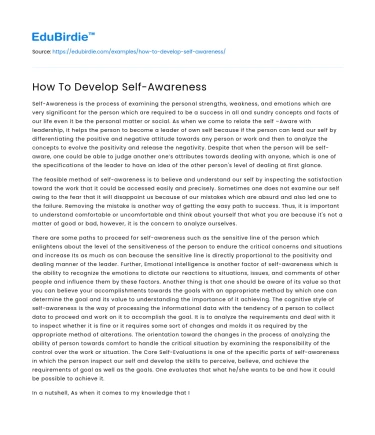 How To Develop Self-Awareness