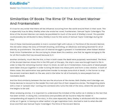 Similarities Of Books The Rime Of The Ancient Mariner And Frankenstein