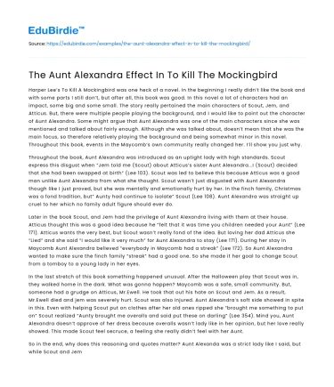 The Aunt Alexandra Effect In To Kill The Mockingbird