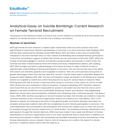 Female Terrorist Recruitment