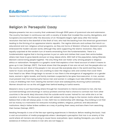 Religion in ‘Persepolis’ Essay