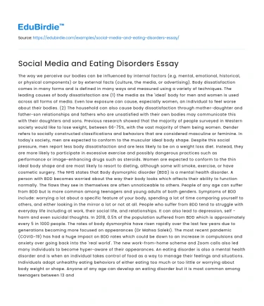 Social Media and Eating Disorders Essay