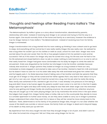 Reflections on Kafka’s Metamorphic Themes