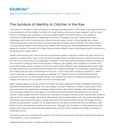 The Symbols of Identity in Catcher in the Rye