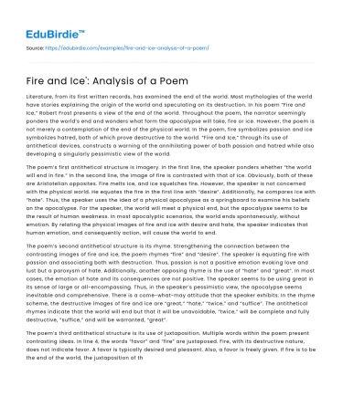 Fire and Ice’: Analysis of a Poem