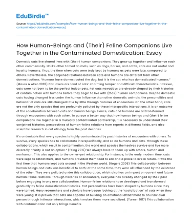 Human-Feline Coexistence in Contaminated Domestication