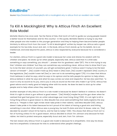 To Kill A Mockingbird: Why Is Atticus Finch An Excellent Role Model