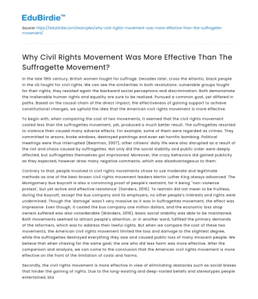 Effectiveness of Civil Rights vs Suffragette Movements