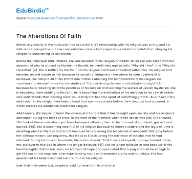 The Alterations Of Faith