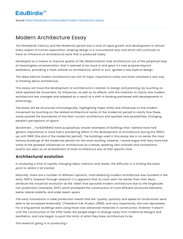 Modern Architecture Essay