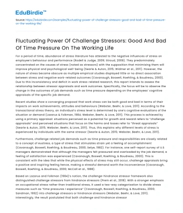 The Impact of Time Pressure on Work Life