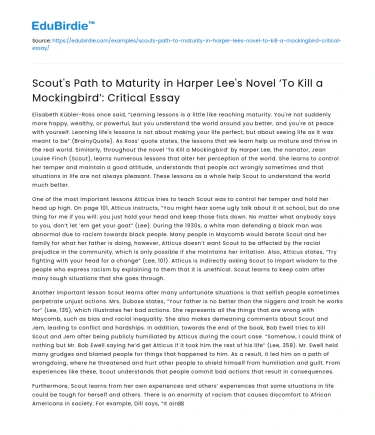 Scout’s Maturity in ‘To Kill a Mockingbird’