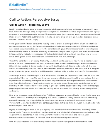 Call to Action: Persuasive Essay