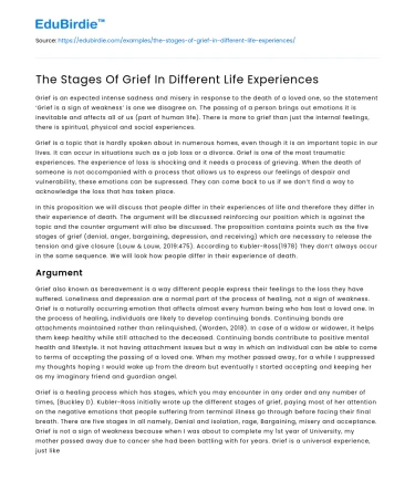 The Stages Of Grief In Different Life Experiences