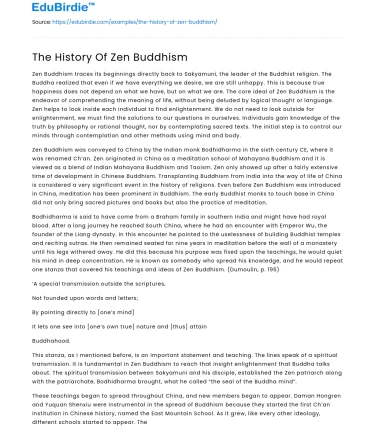 The History Of Zen Buddhism
