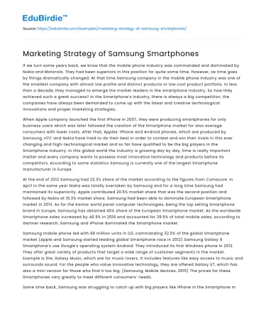 Marketing Strategy of Samsung Smartphones