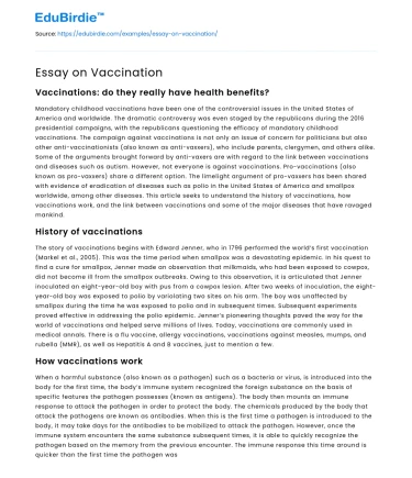 Essay on Vaccination