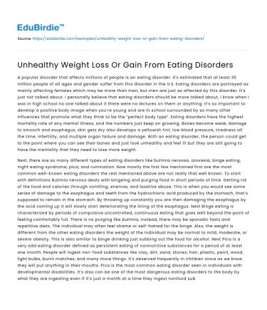 Eating Disorders and Their Impact on Weight