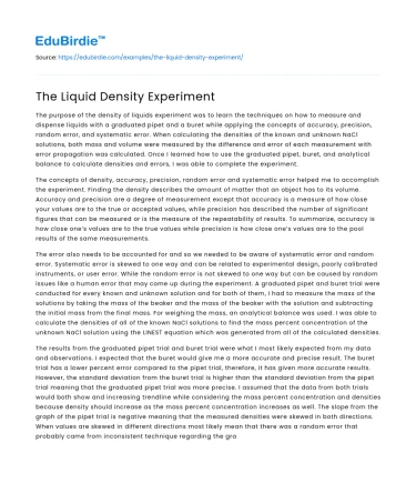 The Liquid Density Experiment