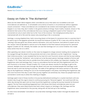 Essay on Fate in ‘The Alchemist’