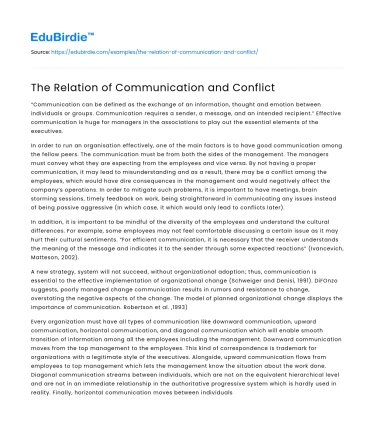 The Relation of Communication and Conflict