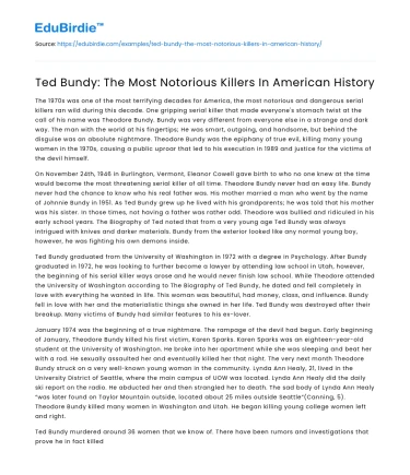 Ted Bundy: The Most Notorious Killers In American History