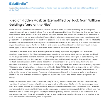 Hidden Mask in ‘Lord of the Flies’ by William Golding