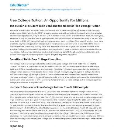 Free College Tuition: An Opportunity For Millions