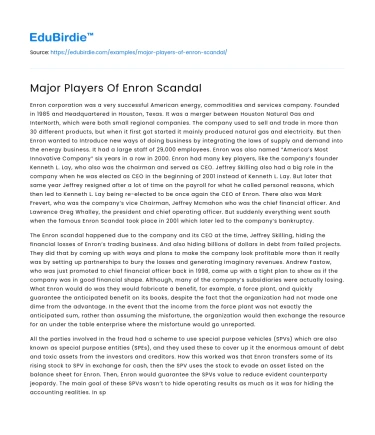 Major Players Of Enron Scandal