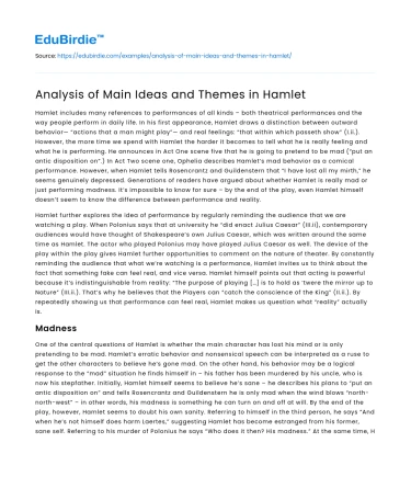 Analysis of Main Ideas and Themes in Hamlet