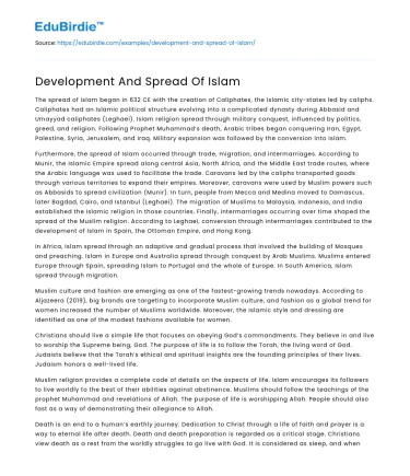 Development And Spread Of Islam