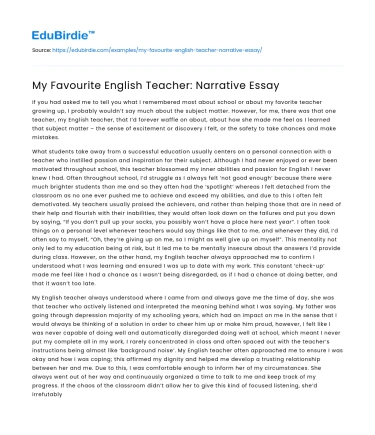 My Favourite English Teacher: Narrative Essay