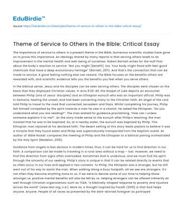 Theme of Service to Others in the Bible: Critical Essay