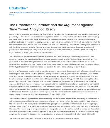 Grandfather Paradox & Argument against Time Travel