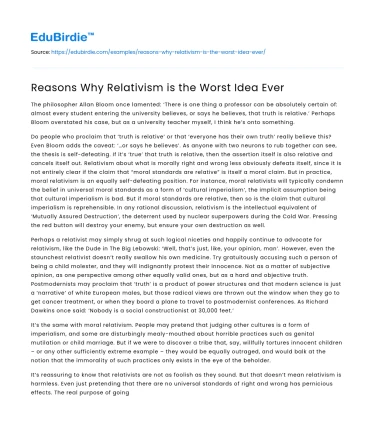 Reasons Why Relativism is the Worst Idea Ever