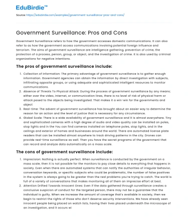 Government Surveillance: Pros and Cons